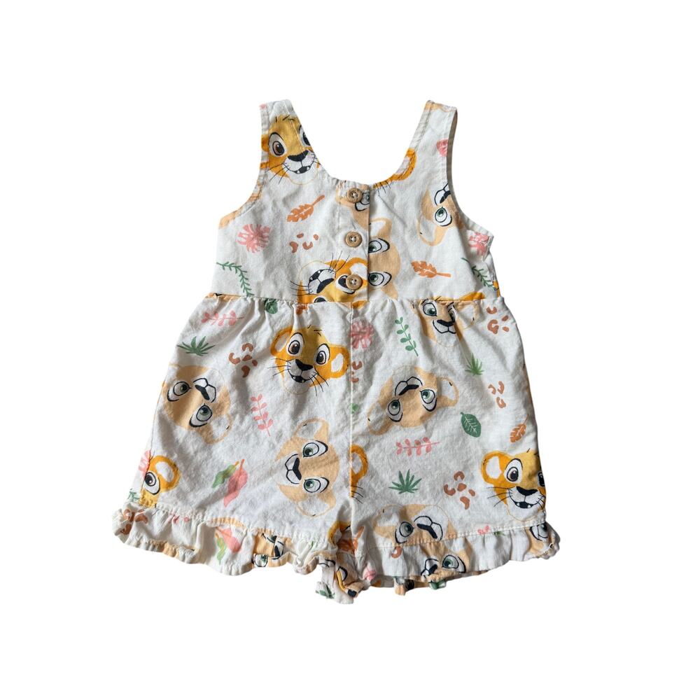 Disney Baby Lion King Simba Romper 6-9M Cream Ruffle